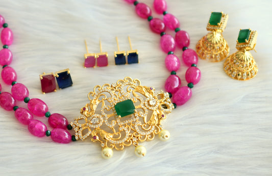 Gold tone cz ruby color changeable choker set dj-29017