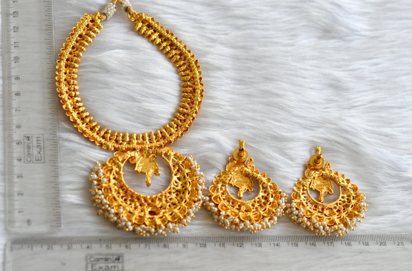 Antique kemp pearl cluster Ganesha necklace set dj-12402