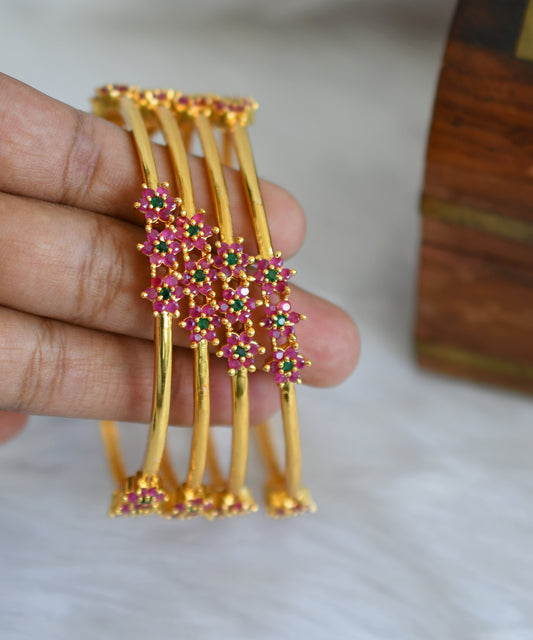 Gold Tone Ruby-green nakshatra Set Of 4 Bangles(2.6) DJ32129