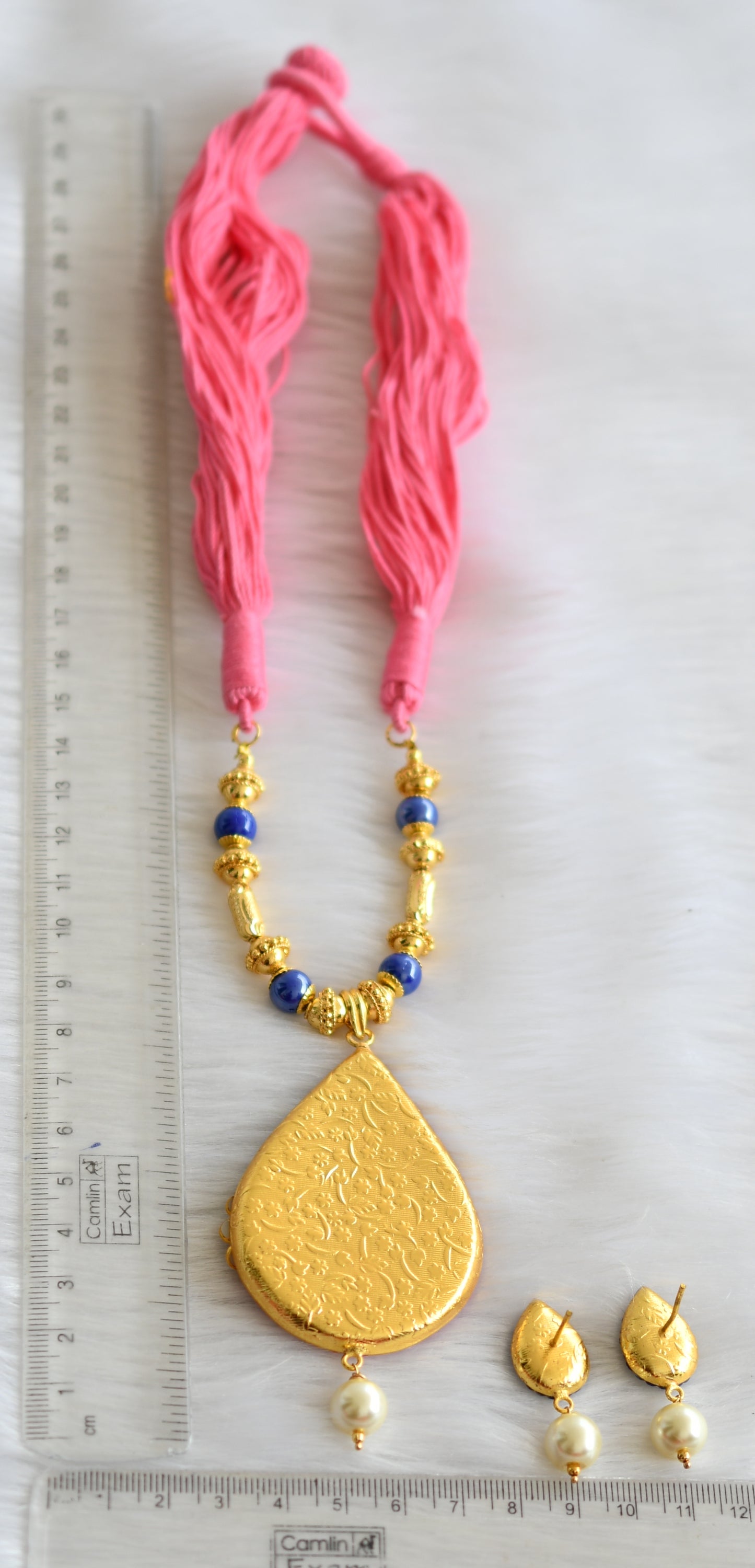 Handmade pink pachi pendant necklace set dj-02352