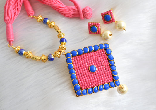 Lovely Handmade Pink Pachi Pendant Necklace Set-dj02360