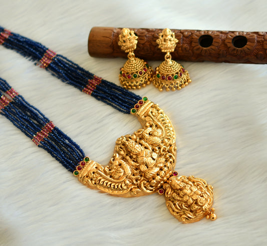 Antique ruby-green blue agate lakshmi haar set dj-28969