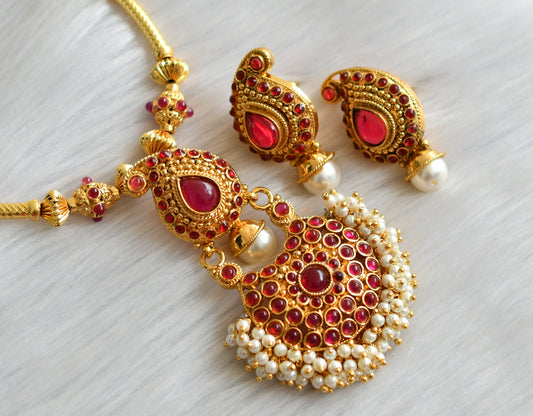 Gold tone kemp pearl cluster mango necklace set dj-41075