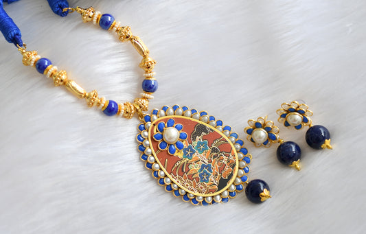 Handmade blue Pachi pendant necklace set dj-02359