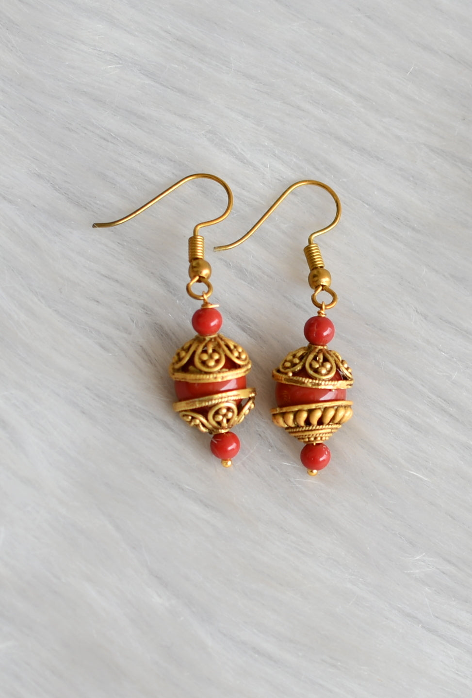 Matte finish coral beaded necklace set dj-52977