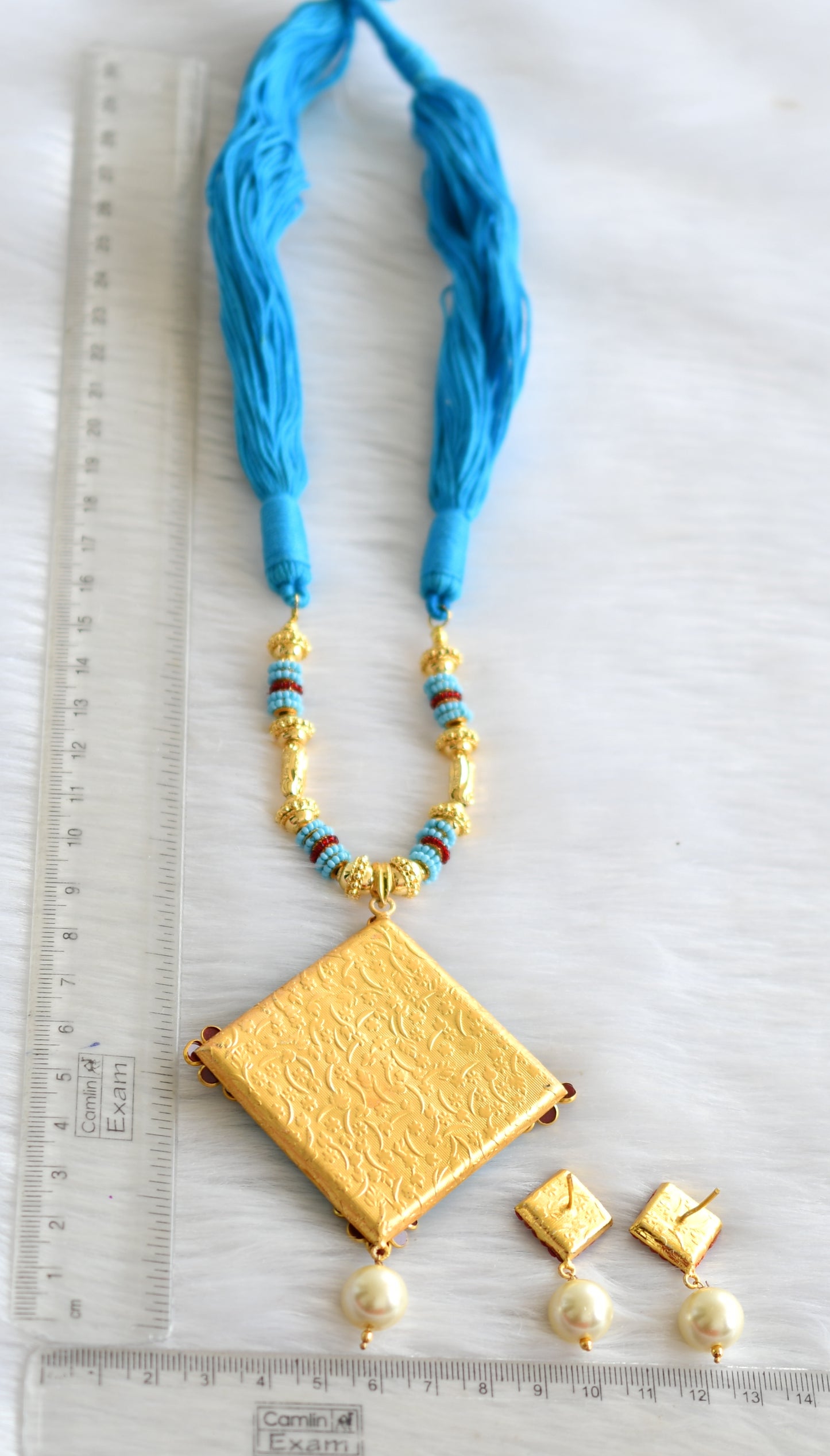 Handmade blue Pachi pendant necklace set dj-02355