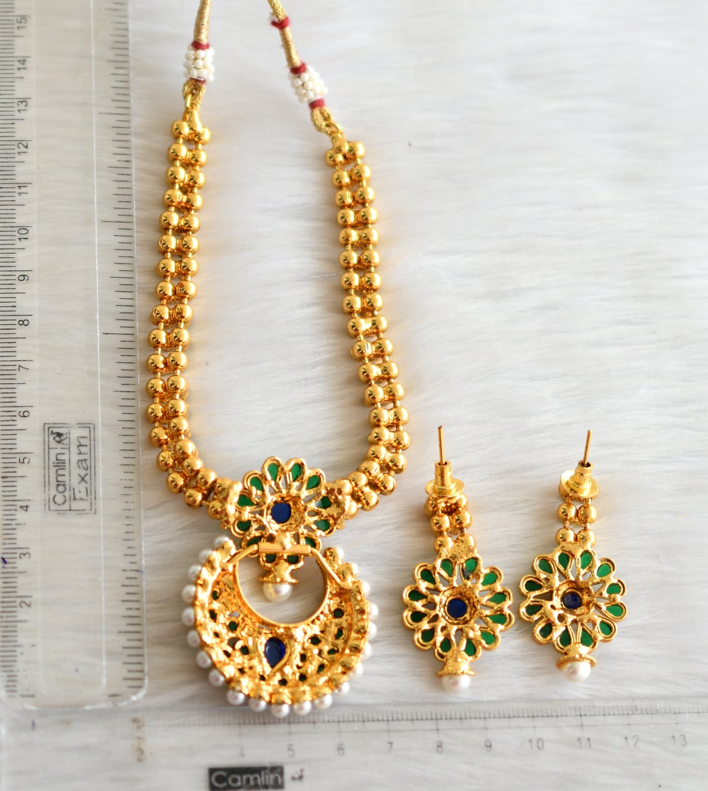 Antique green-blue bali necklace set dj-41073