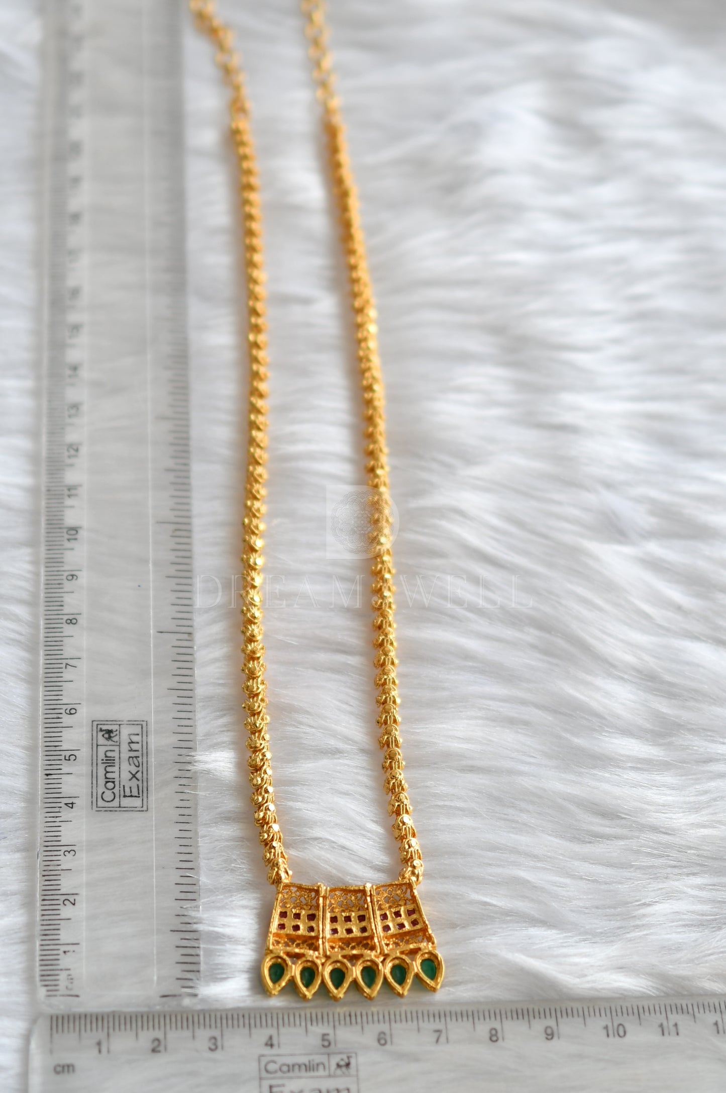 Gold tone ruby-emerald chain/necklace dj-20318