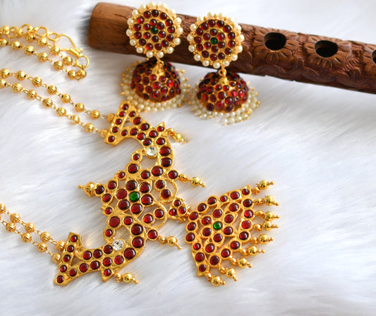 Gold tone kemp-green necklace set dj-39460