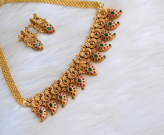 Matte finish kemp-green peacock-lakshmi choker set dj-32836
