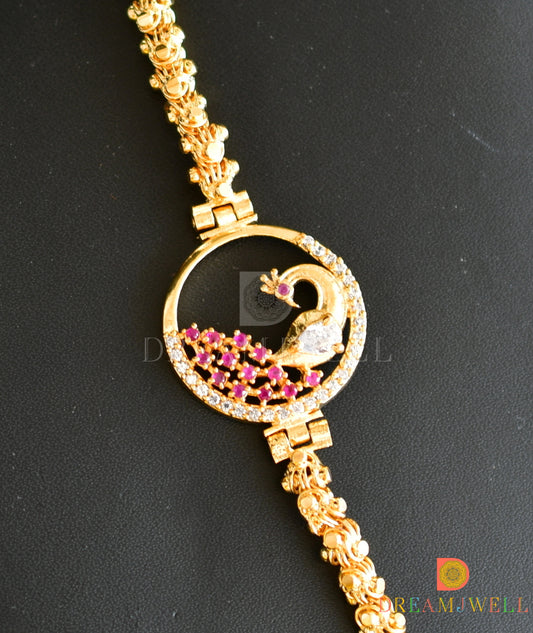 Gold tone Peacock Mugappu Chain dj-05757