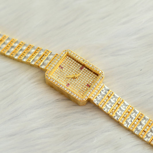 Gold tone cz-white wrist watch (without Battery) dj-15083