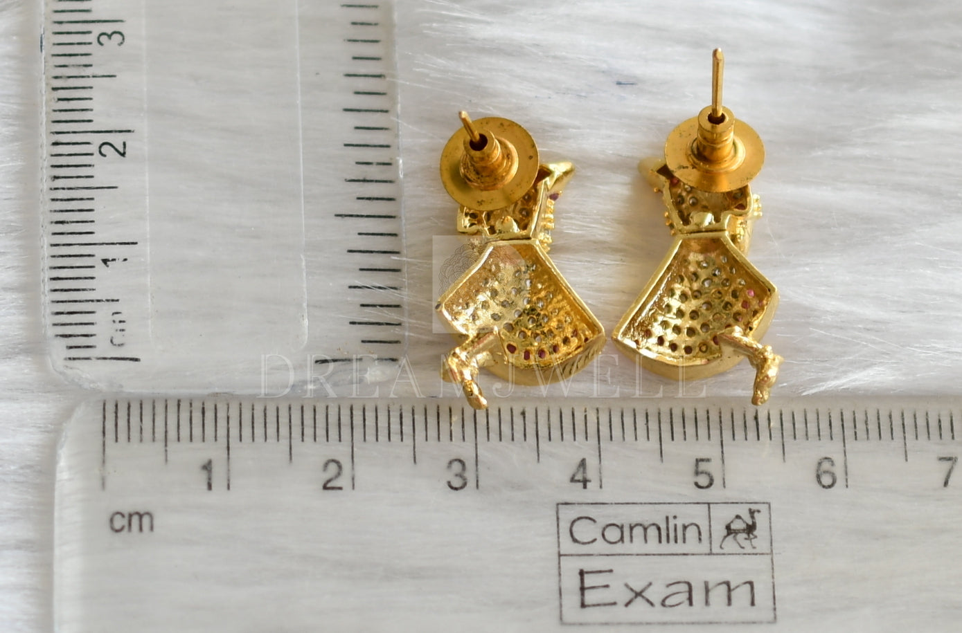 Gold tone cz ruby dancing doll earrings dj-30224