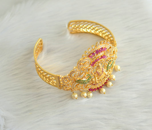 Gold tone cz ruby-emerald lakshmi armlet dj-16942