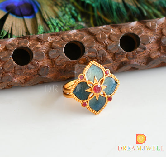 Matte finish blue adjustable enamel finger ring dj-37155