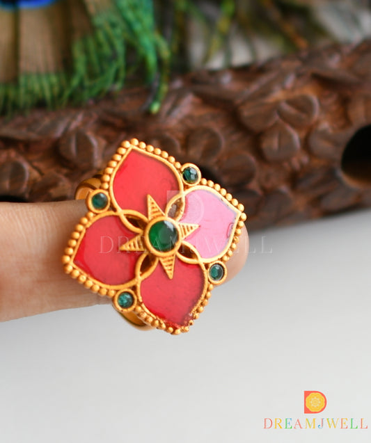 Matte finish red adjustable enamel finger ring dj-37154