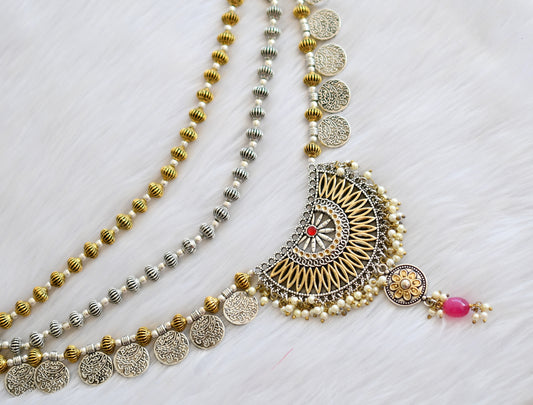 Dual tone coin designer multilayer hip chain dj-40271