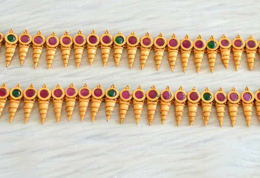 Matte finish ruby-emerald bridal Anklets dj-11119