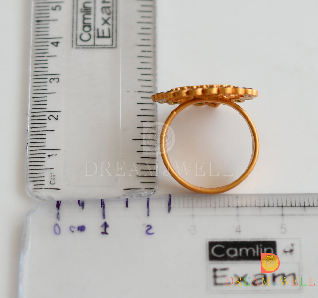 Matte finish green red kerala style adjustable enamel finger ring dj-37145