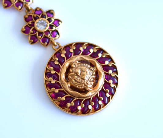 Matte finish real kemp peacock bridal maang tikka dj-27146