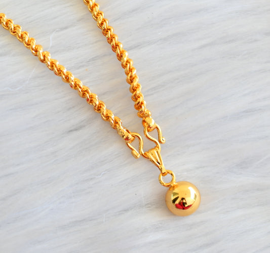 Gold tone rope chain with ball pendant dj-35165