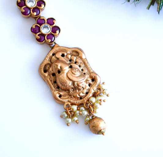 Matte finish real kemp peacock bridal maang tikka dj-27147