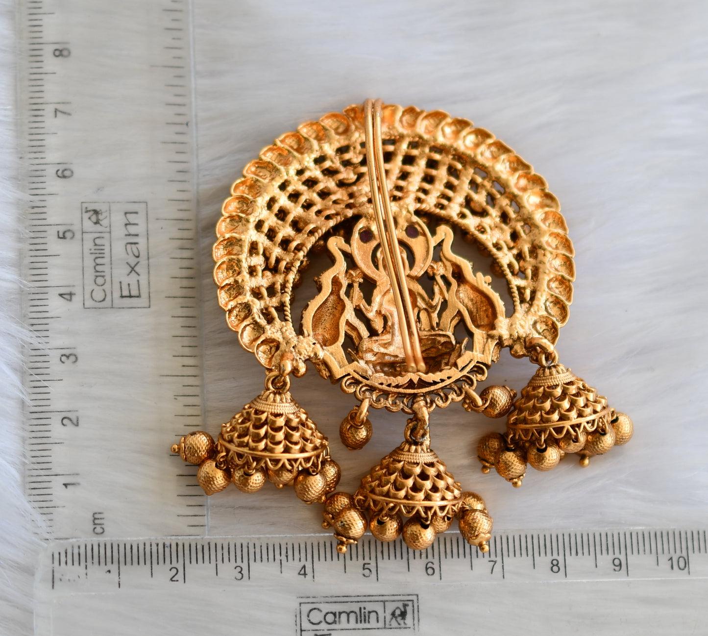 Matte finish cluster kemp-green Lakshmi-Elephant hair jewel dj-40124