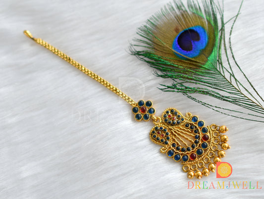 Antique blue-kemp bridal maang tikka dj-01505