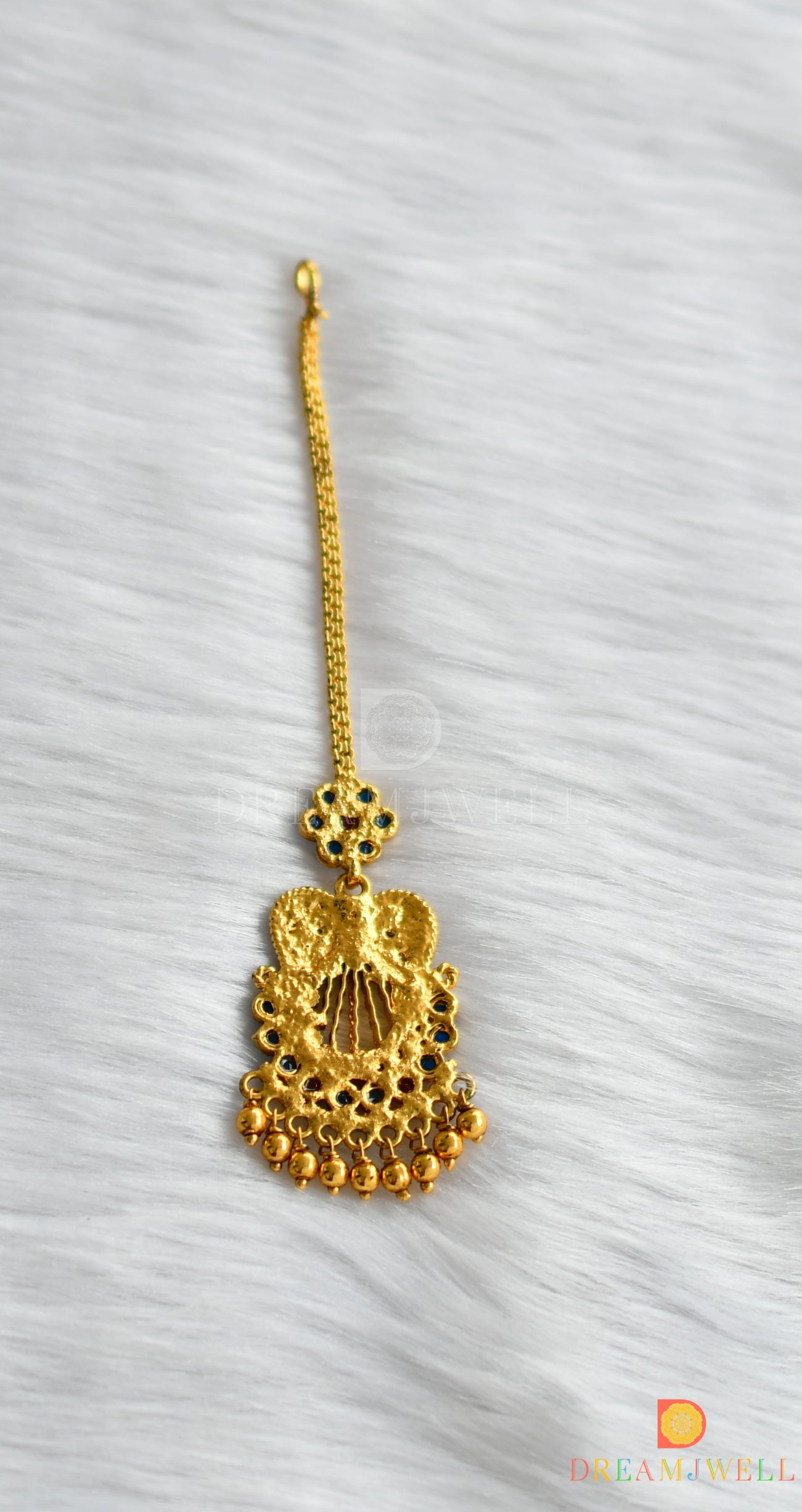 Antique blue-kemp bridal maang tikka dj-01505