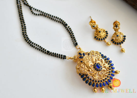 Antique gold tone Blue Pendant Mangalsutra Set dj-13022