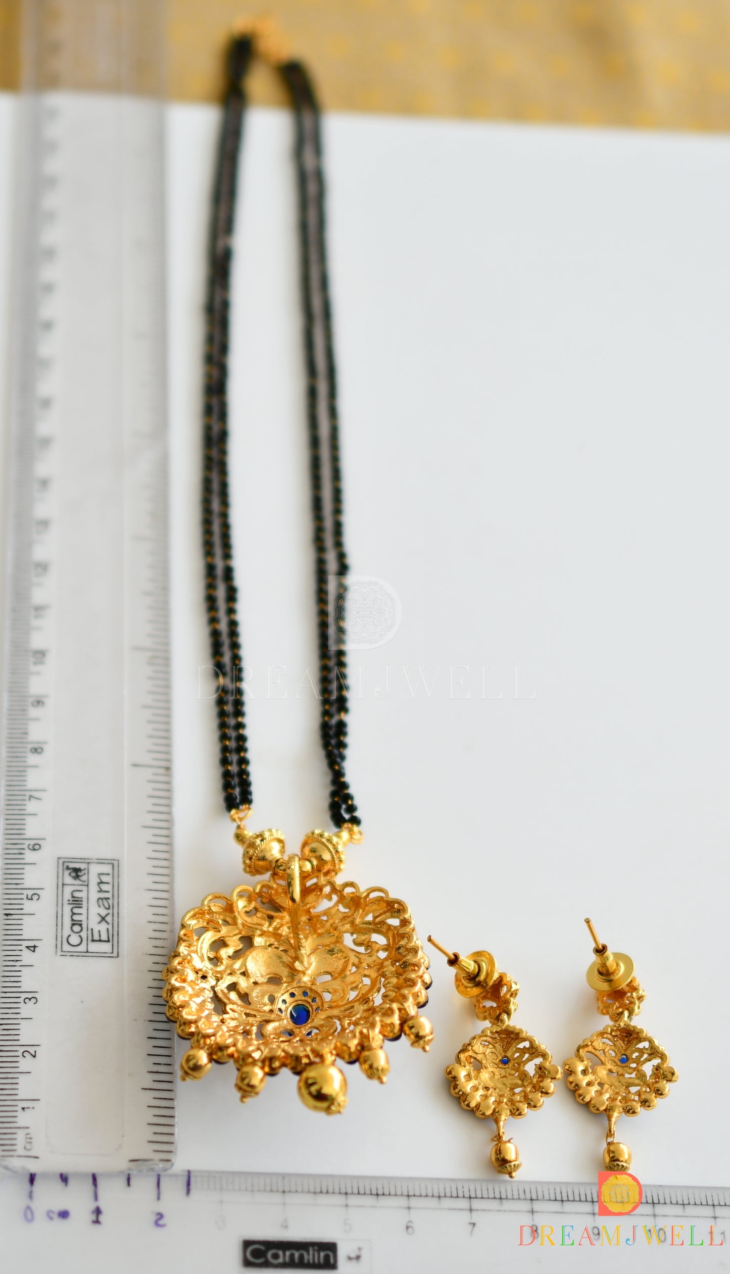 Antique gold tone Blue Pendant Mangalsutra Set dj-13022