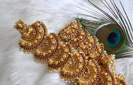 Matte finish kemp-green pearl cluster Lakshmi-Elephant hair jwell dj-38765