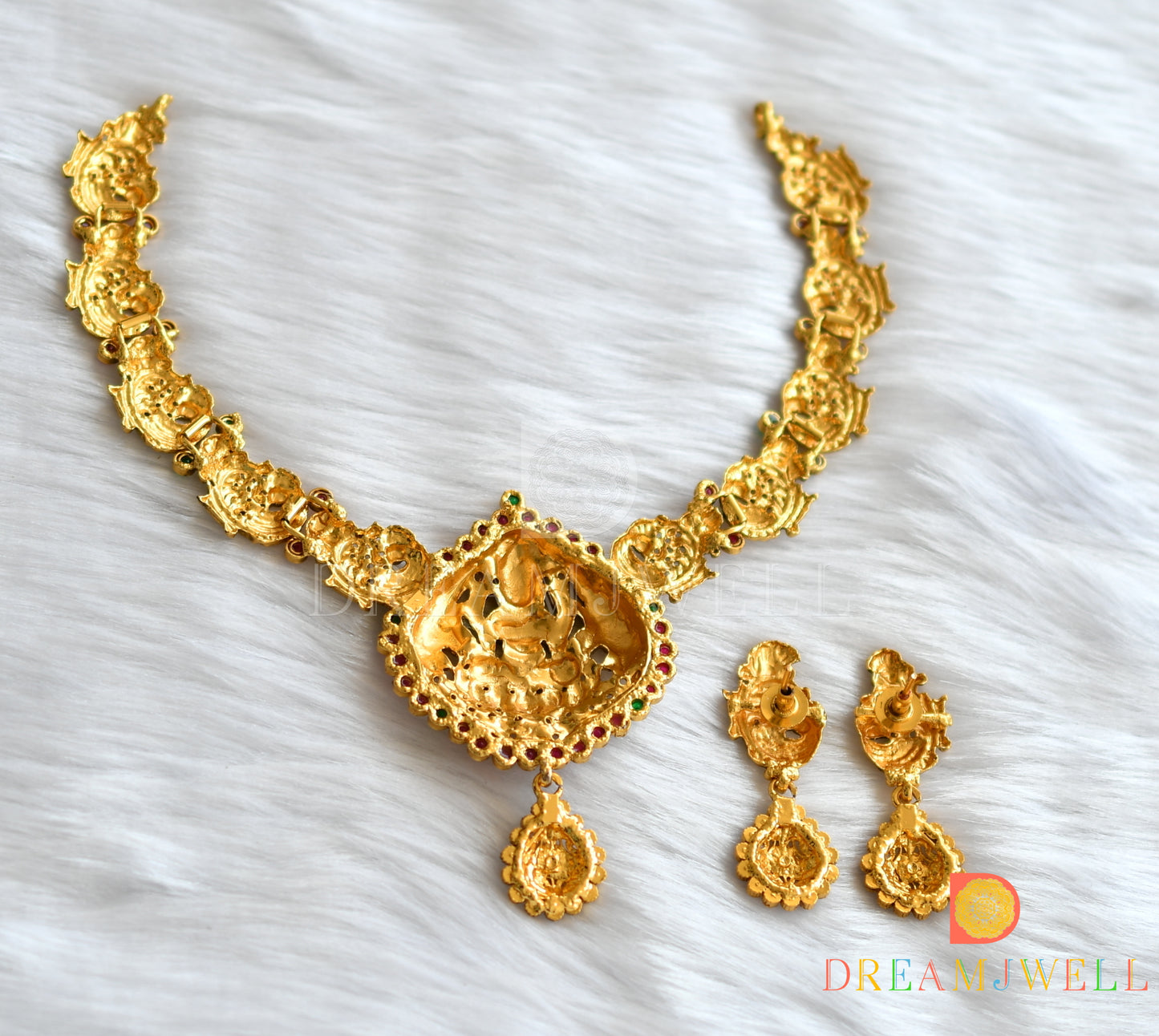 Antique kemp-green Lakshmi necklace set dj-01509