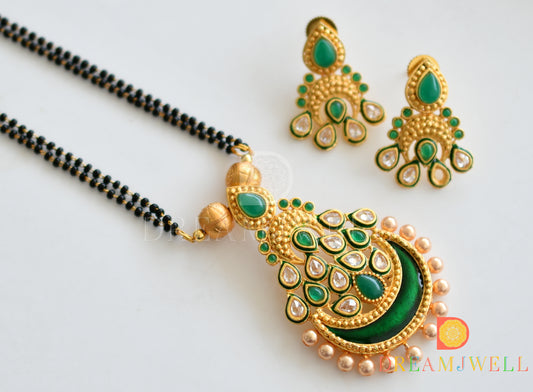 Matte Finish Green Meenakari Mangalsutra Set-dj10914