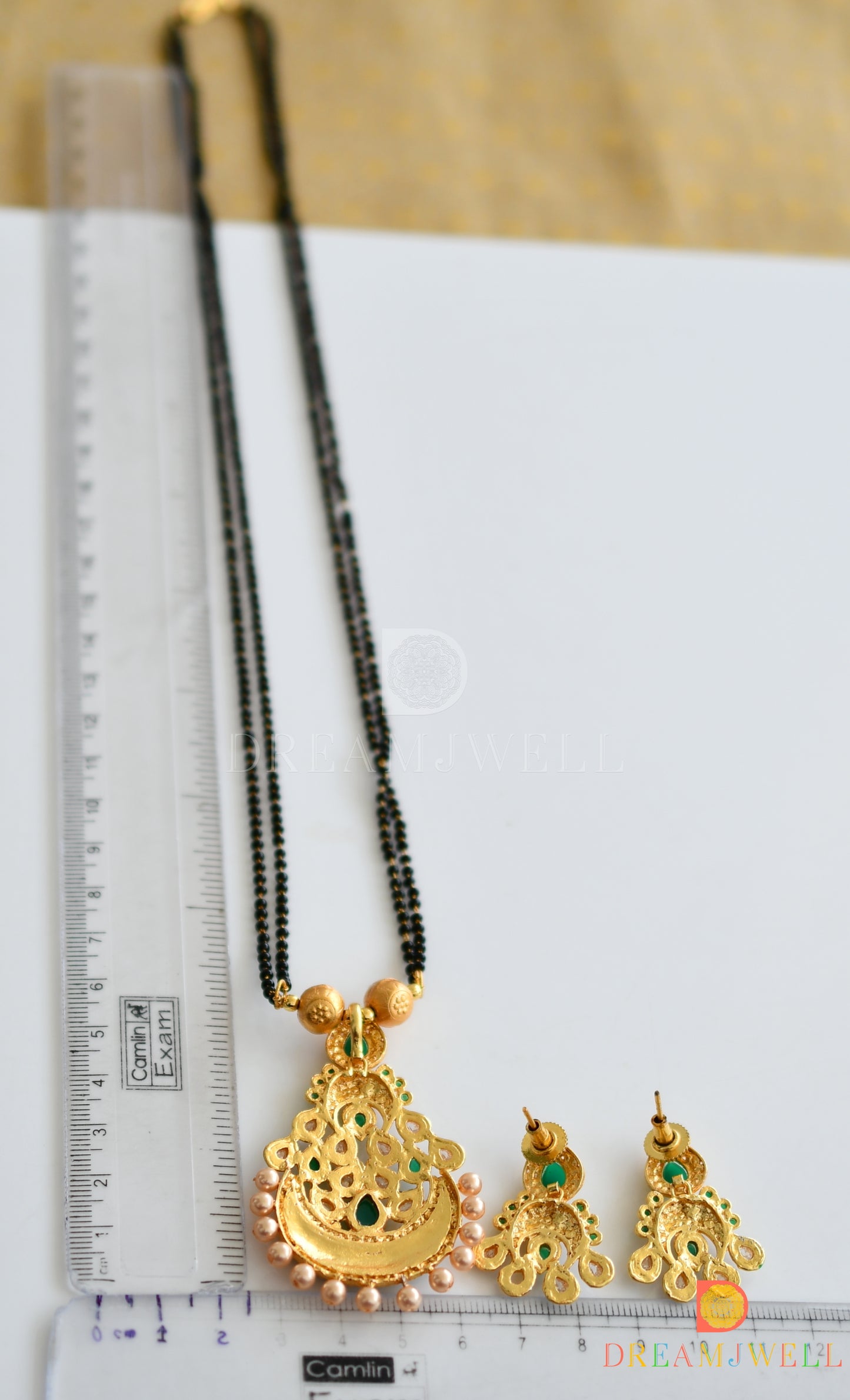 Matte Finish Green Meenakari Mangalsutra Set-dj10914