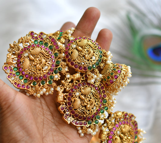 Matte finish kemp-green Lakshmi-peacock hair jwell dj-38767