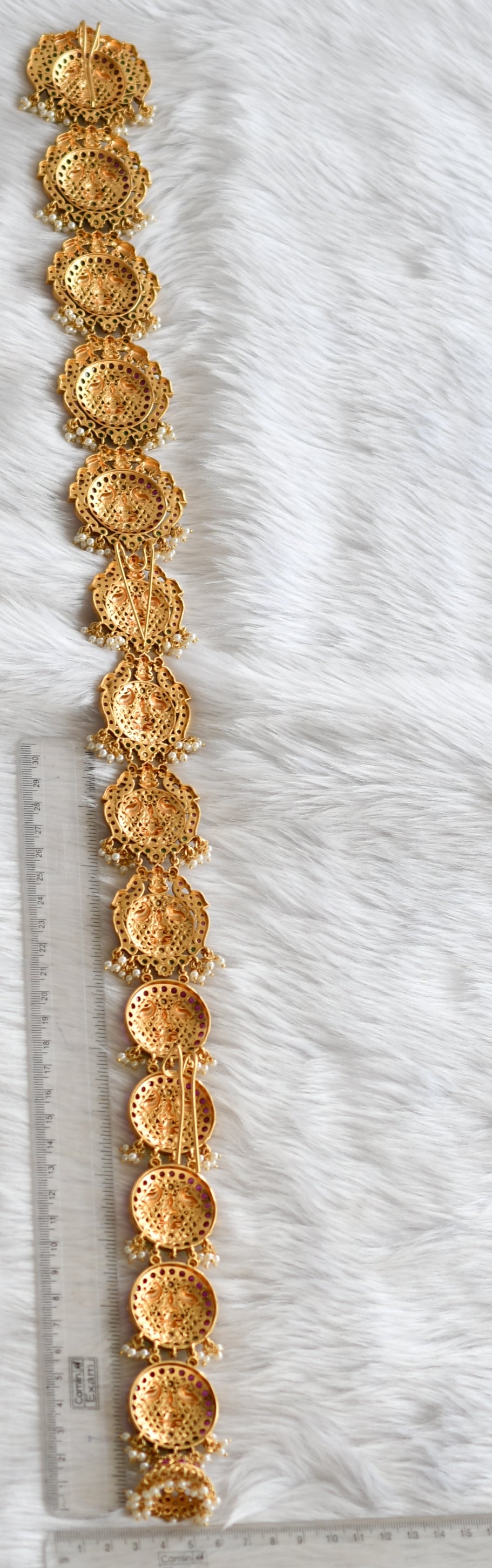 Matte finish kemp-green Lakshmi-peacock hair jwell dj-38767