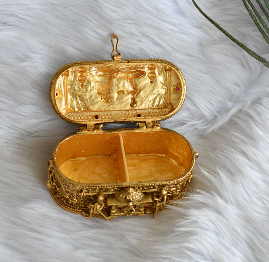 Antique gold tone kemp wedding designer kumkum box dj-38752