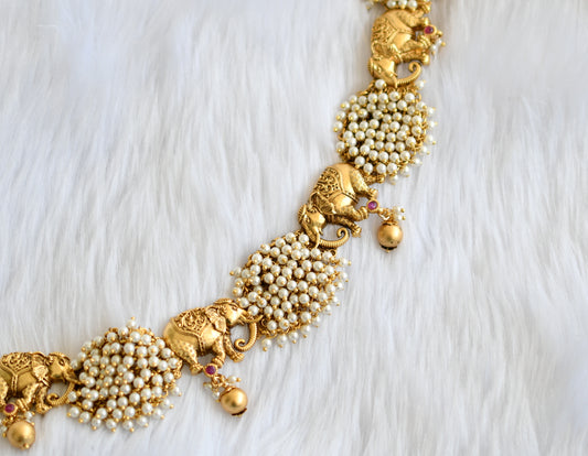 Matte finish pink pearl cluster Elephant Waist band dj-39524