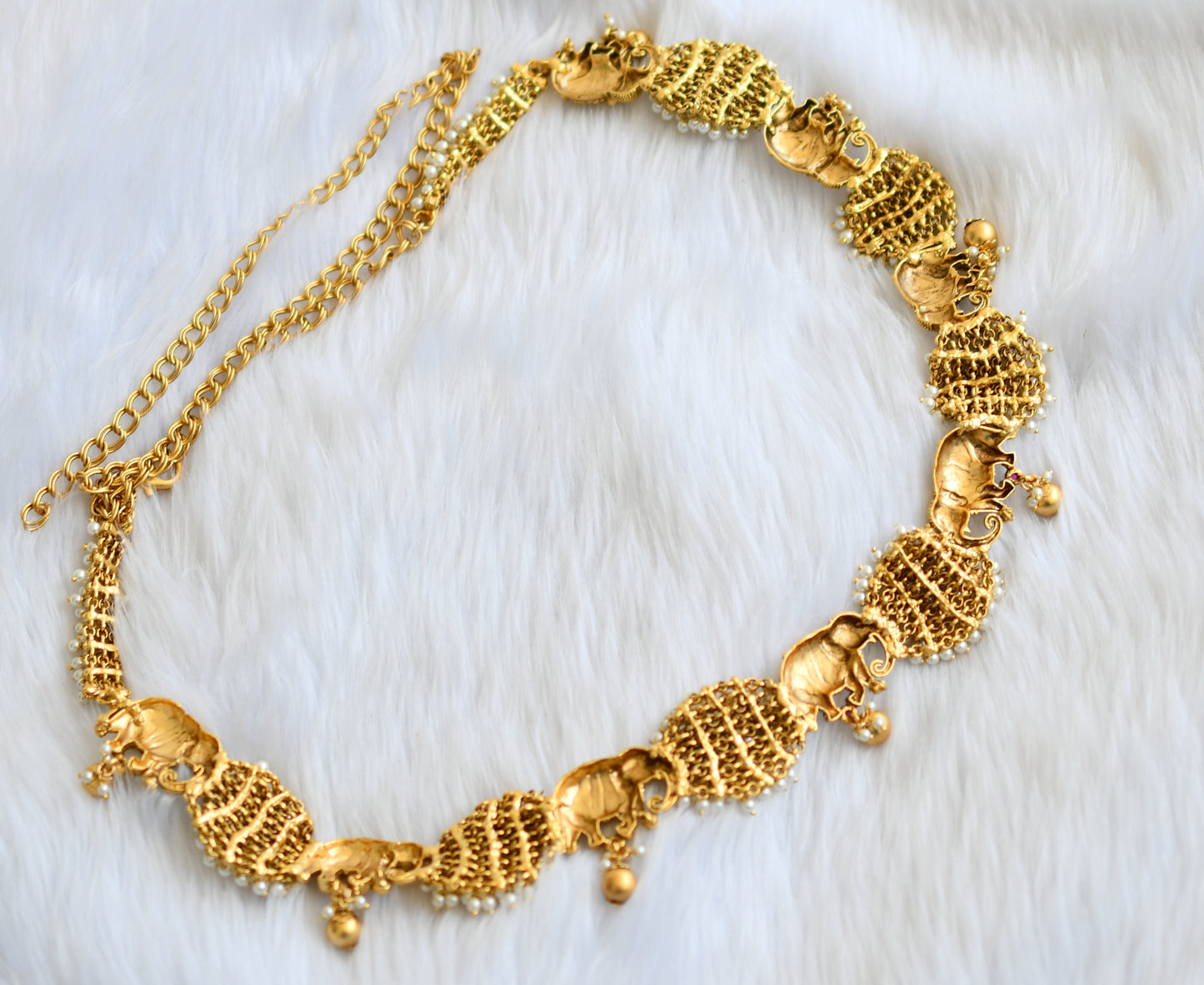 Matte finish pink pearl cluster Elephant Waist band dj-39524