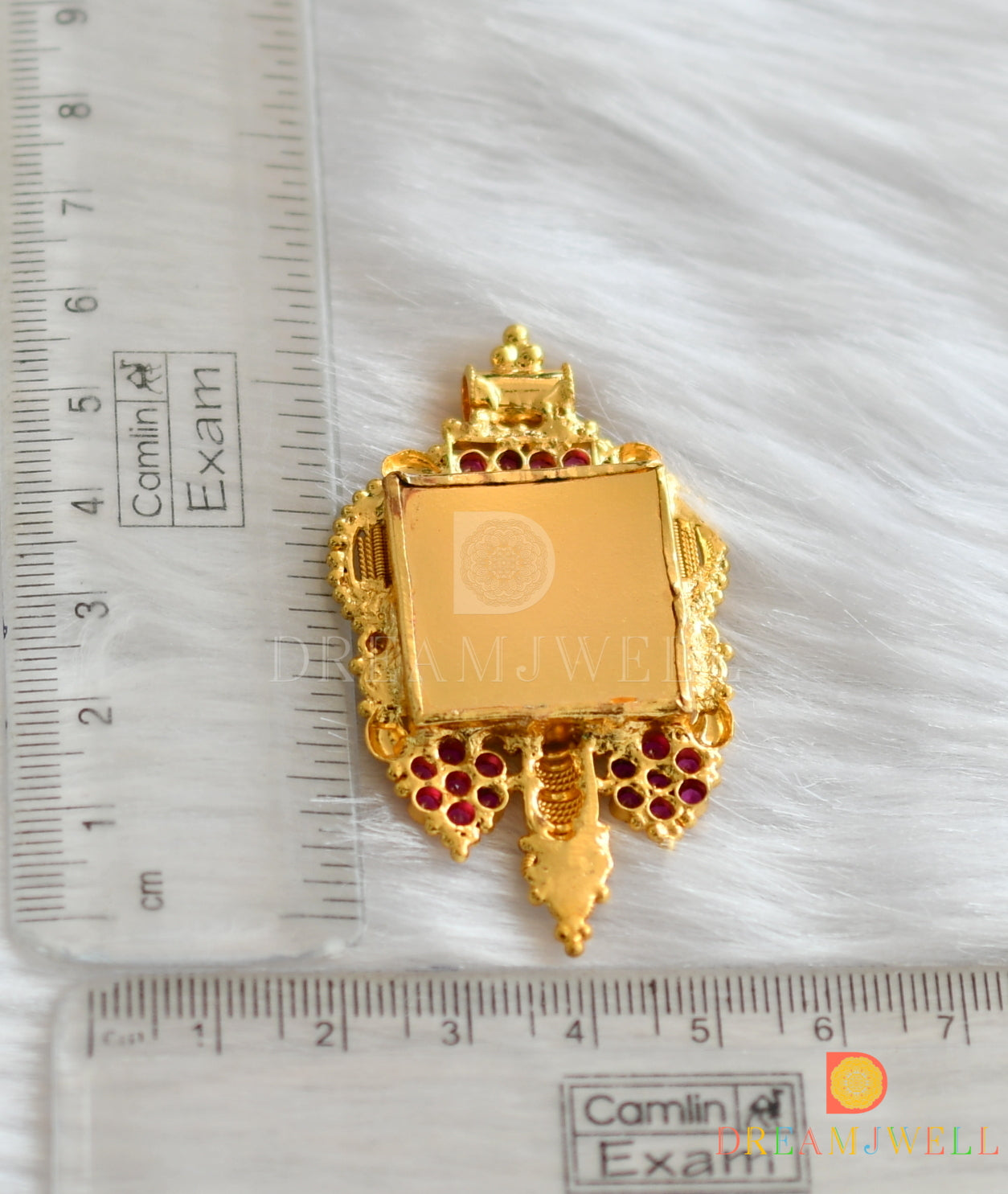 Gold tone pink stone green Lakshmi Kerala style pendant dj-37898