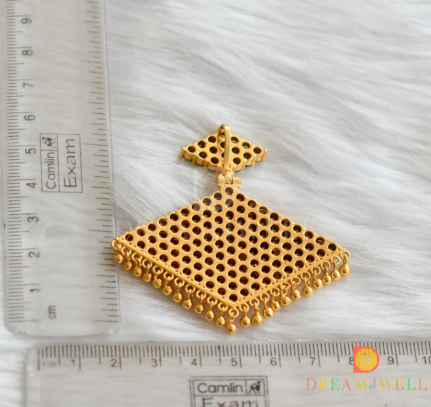 Gold tone kerala style pink pathakkam pendant dj-37902