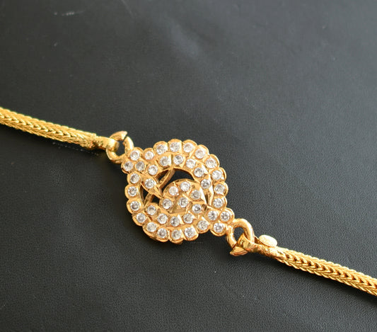 Gold tone white swan mugappu chain dj-40151