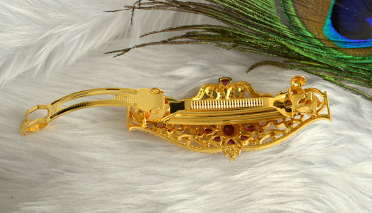 Gold tone Cz-ruby Peacock Hair Clip - DJ12521