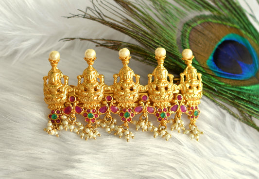 Matte Finish Ruby-emerald Pearl Lakshmi Hair Clip - DJ10406