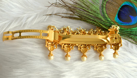 Matte Finish Ruby-emerald Pearl Lakshmi Hair Clip - DJ10406