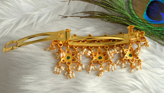 Matte Finish Ruby-emerald Flower Hair Clip - DJ10409