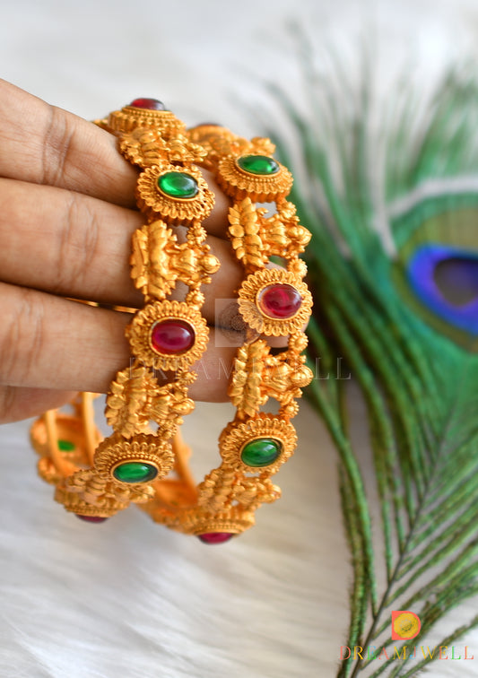 Matte finish kemp-green Lakshmi set of 2 Bangles (2.4) dj-37930
