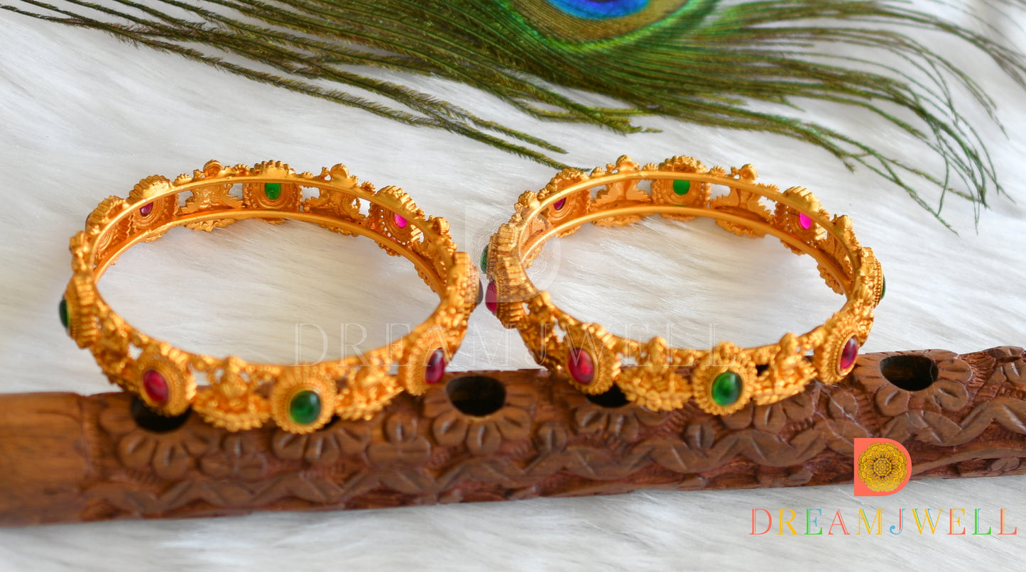 Matte finish kemp-green Lakshmi set of 2 Bangles (2.8) dj-37932
