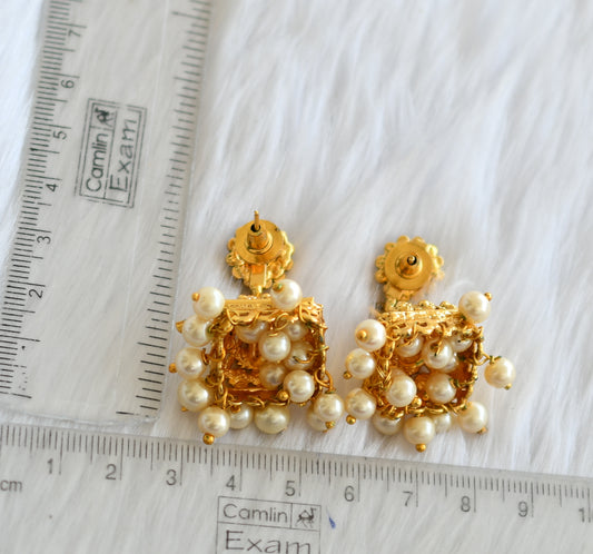 Antique gold tone pearl-black jhumkka dj-02224